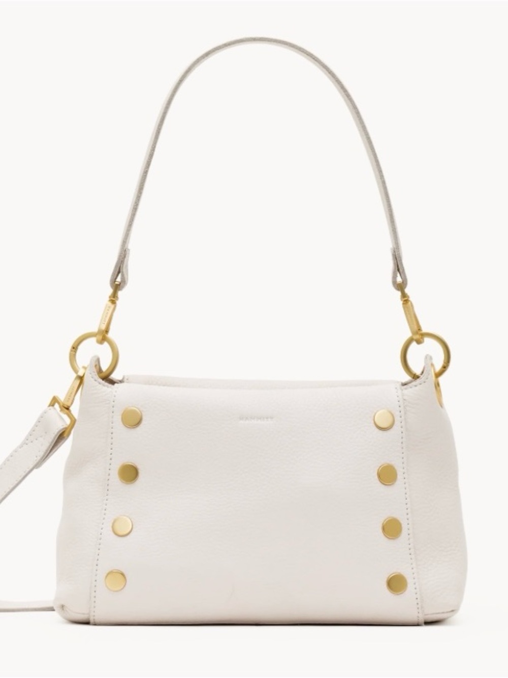 Brahmin White Leather Satchel with Gold Stud Accents